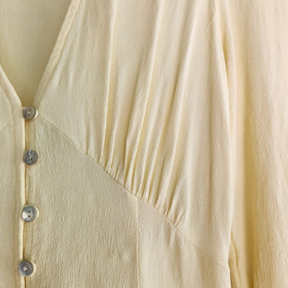 Wilfred Aritzia Yellow Midi Button Down Long Sleeve Dress - Pale Yellow - Picture 4 of 12